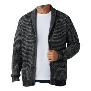 Rag & Bone Men's Black and Gray Knit Cardigan Sweater. Size Large